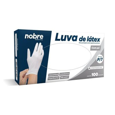 Caixa Com 100 Luvas Látex Com Pó P Nobre Saúde E Químicos Descartável Branca