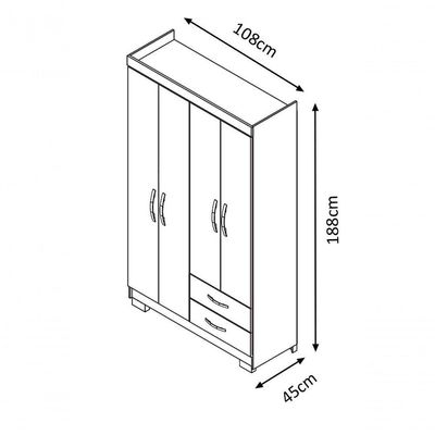 Guarda-roupa 4 Portas Malto Branco - Moveisaqui