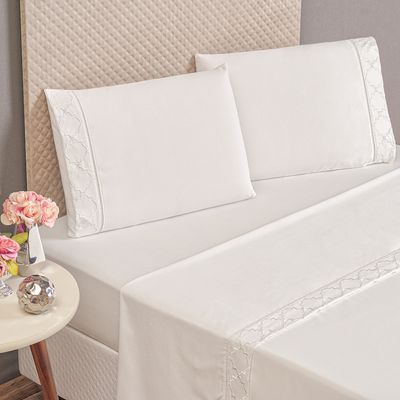 Jogo Cama Lençol Santoro King Micropercal 300 Fios 4 Peças - Branco