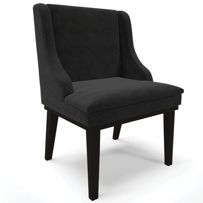 Cadeira Decorativa Sala de Jantar Base Fixa de Madeira Firenze Suede Preto G19 - Gran Belo