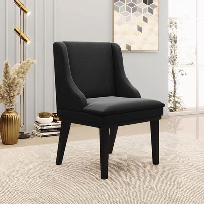 Cadeira Decorativa Sala de Jantar Base Fixa de Madeira Firenze Suede Preto G19 - Gran Belo