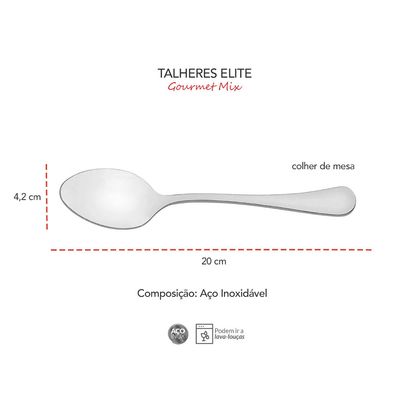 Colher de Mesa Inox Resistente Elegante Elite 6un