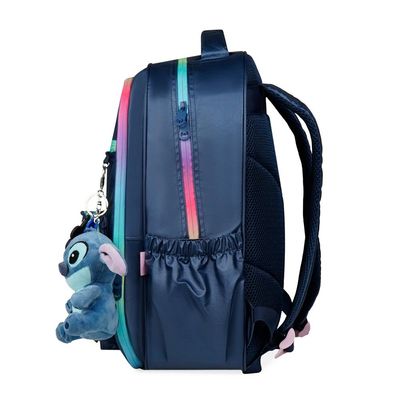 Kit Mochila Escolar, Lancheira Térmica  e Estojo Box Feminino Grande Stitch Azul