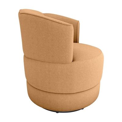 Poltrona Giratória Para Descanço Com Base De Metal Marselha Matrix Boucle Mostarda