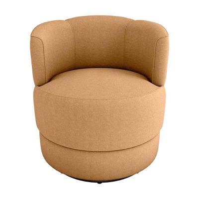 Poltrona Giratória Para Descanço Com Base De Metal Marselha Matrix Boucle Mostarda