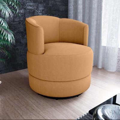 Poltrona Giratória Para Descanço Com Base De Metal Marselha Matrix Boucle Mostarda