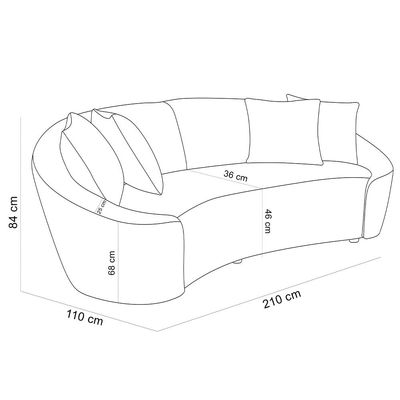 Sofá 3 Lugares Orgânico Sala de Estar Living 210cm Adam T03 Veludo Bege - Lyam Decor