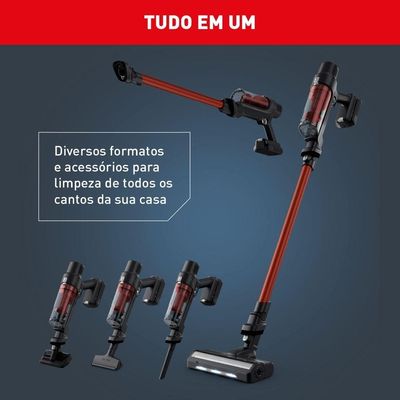 Aspirador de Pó Vertical Sem Fio X-PERT 7.60 RH6A 2 em 1 140W LED Arno Vermelho / Bivolt