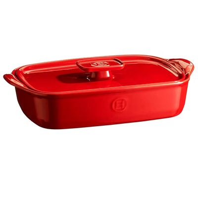 Tampa para Travessa Ovenware em Cerâmica 29x19 cm Emile Henry Vermelho