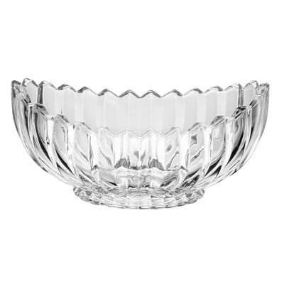 Centro de Mesa de Cristal Geneva Oval Lapidado Design Sofisticado Wolff Transparente