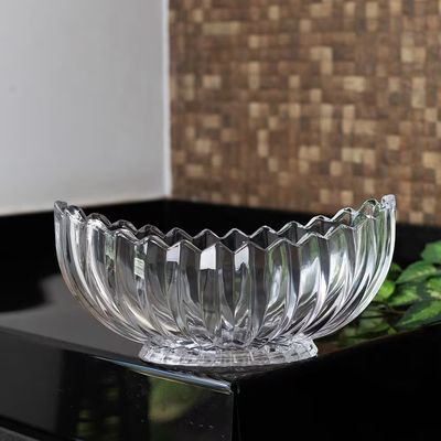 Centro de Mesa de Cristal Geneva Oval Lapidado Design Sofisticado Wolff Transparente