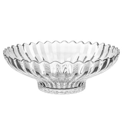 Centro de Mesa de Cristal Geneva Redondo Lapidado Design Sofisticado Wolff Transparente