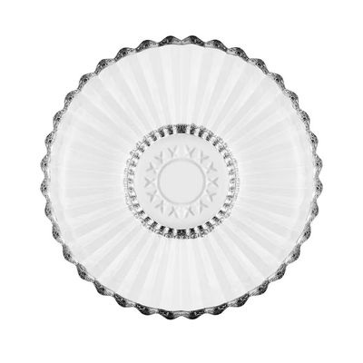 Centro de Mesa de Cristal Geneva Redondo Lapidado Design Sofisticado Wolff Transparente