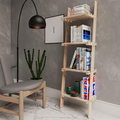 Estante P/ Livros Escada 4 Prateleiras Floreira Moderno