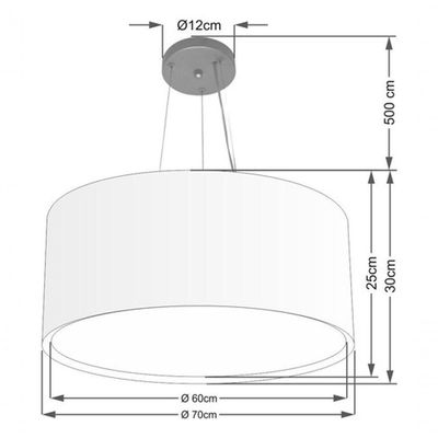Lustre Pendente Cilíndrico Duplo Vivare Md-4303 Cúpula Em Tecido 70x30cm - Bivolt Rustico-cinza 127/220v