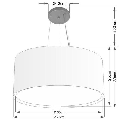 Lustre Pendente Cilíndrico Duplo Md-4303 Cúpula Em Tecido 70x30cm Café - Bivolt