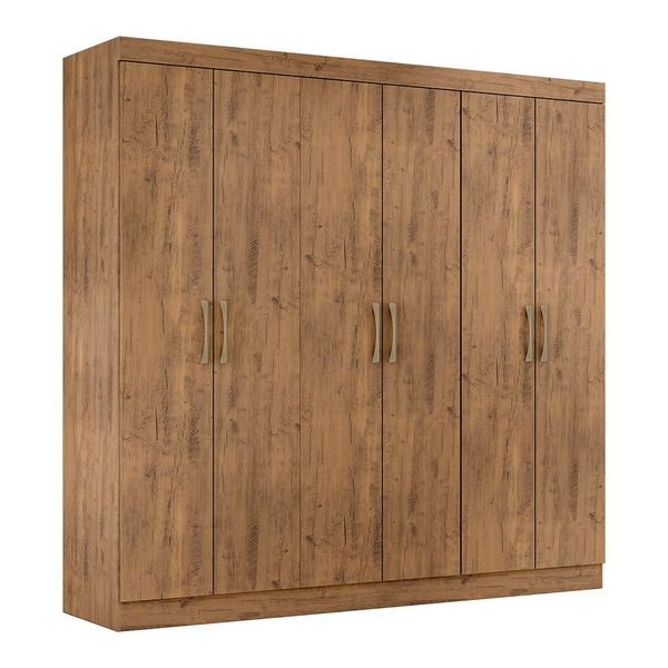 Guarda Roupa Maxel Casal Paris 6 Portas 2 Gavetas MDF Disa Móveis Ipê