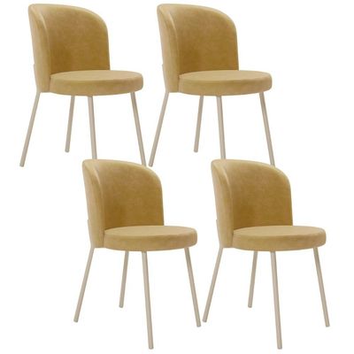 Kit 4 Cadeiras Sala de Jantar Estofada Gavi Arena L02 Couríssimo Fendi - Lyam Decor