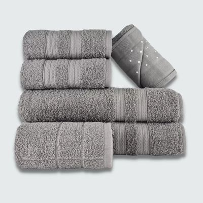 Jogo de Toalha 6 pçs Gigante Felpuda Itália Soft 100% Algodão Cinza