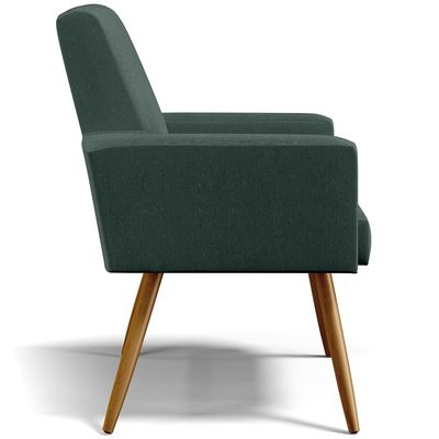 Kit 02 Poltronas Decorativas Para Sala Estar Maria W01 Pés Palito Linho Verde Musgo - Lyam Decor