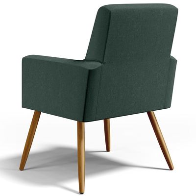 Kit 02 Poltronas Decorativas Para Sala Estar Maria W01 Pés Palito Linho Verde Musgo - Lyam Decor