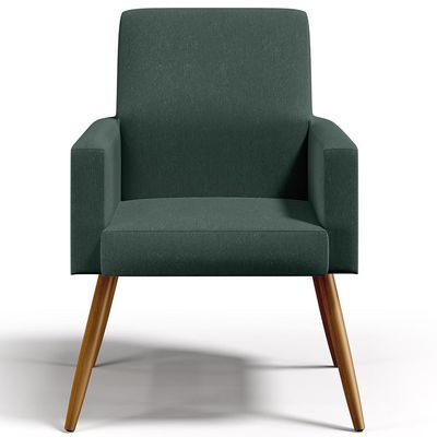 Kit 02 Poltronas Decorativas Para Sala Estar Maria W01 Pés Palito Linho Verde Musgo - Lyam Decor