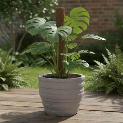 Vaso para Flores Tramontina Inca 24cm Polietileno Granito Areia Decorativo