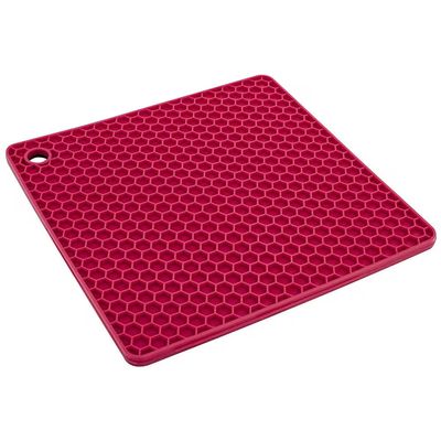Descanso de Panela Quadrado em Silicone 17x17 cm Euro Vermelho