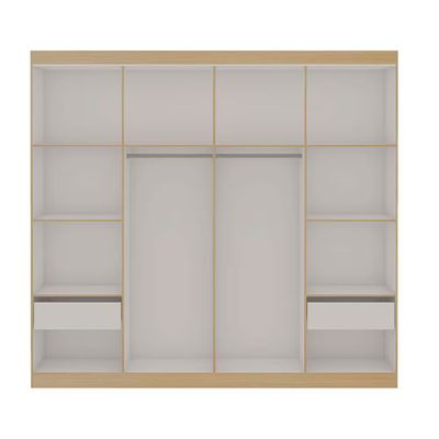 Guarda-Roupa Casal 4 Portas 2 Gavetas MDF/MDP 198cm Europa Ele e Ela Genialflex Savana com Branco