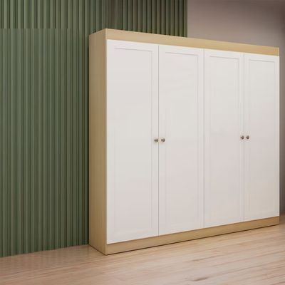 Guarda-Roupa Casal 4 Portas 2 Gavetas MDF/MDP 198cm Europa Ele e Ela Genialflex Savana com Branco