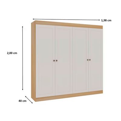 Guarda-Roupa Casal 4 Portas 2 Gavetas MDF/MDP 198cm Europa Ele e Ela Genialflex Savana com Branco