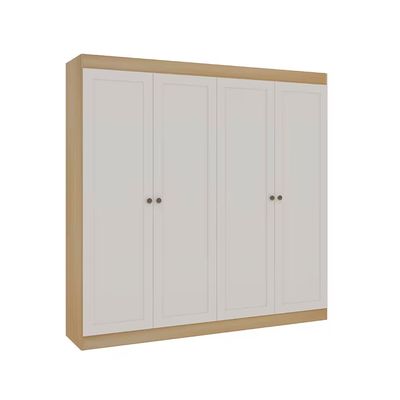 Guarda-Roupa Casal 4 Portas 2 Gavetas MDF/MDP 198cm Europa Ele e Ela Genialflex Savana com Branco