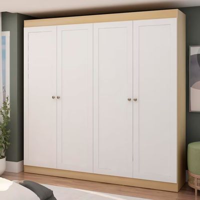 Guarda-Roupa Casal 4 Portas 2 Gavetas MDF/MDP 198cm Europa Ele e Ela Genialflex Savana com Branco