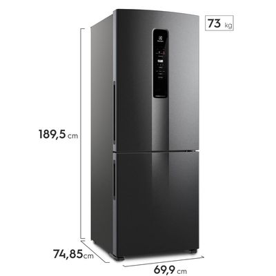 Geladeira Electrolux Frost Free Inverter 490L com AutoSense Inverse Black Inox Look (IB7B) 127V