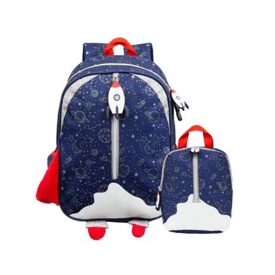 Kit Mochila Escolar e Lancheira Térmica Universo Baby Azul Escuro