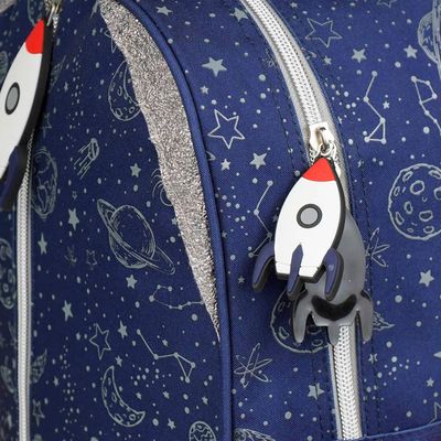 Kit Mochila Escolar e Lancheira Térmica Universo Baby Azul Escuro