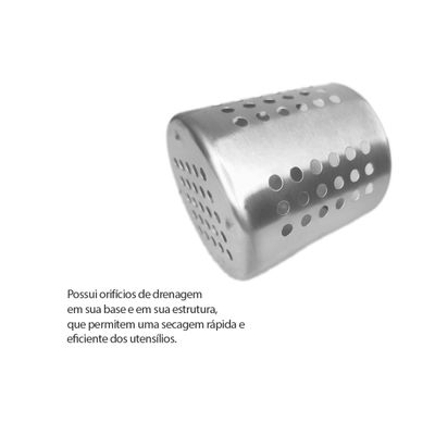 Porta Talheres Utensilios Suporte Aço Inox 12,5cm