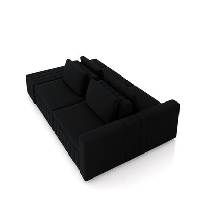 Sofá Ilha com Encosto e Almofadas Móveis Olimpo 285cm Modulado Veludo Preto G45 - Gran Belo