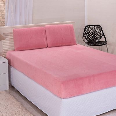 Jogo de Lençol Casal em Manta Plush 3 Peças - Rosa - 100% Poliéster