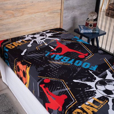 Jogo de Cama Lençol Solteiro Alegria 2 Peças Soccer - 100% Poliéster