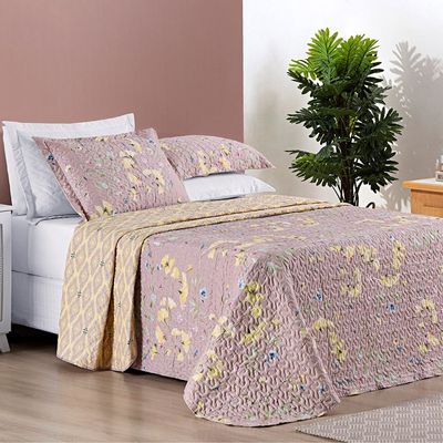 Cobre Leito Colcha Queen Brytti 3 Peças Lavanda - 100% Poliéster