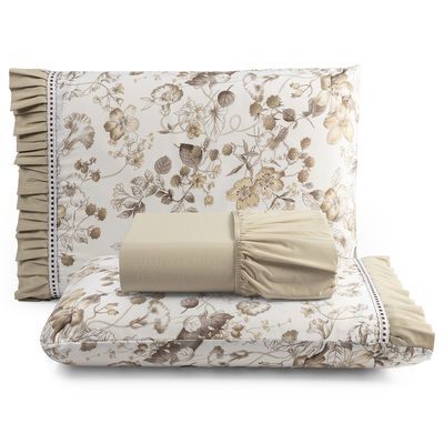 Kit Jogo de Cama Lençol Casal Minuano 3 Peças com 4 Unidades - 100% Algodão