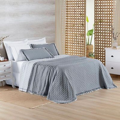 Cobre Leito Colcha Queen Luar 3 Peças Cinza - 100% Poliéster