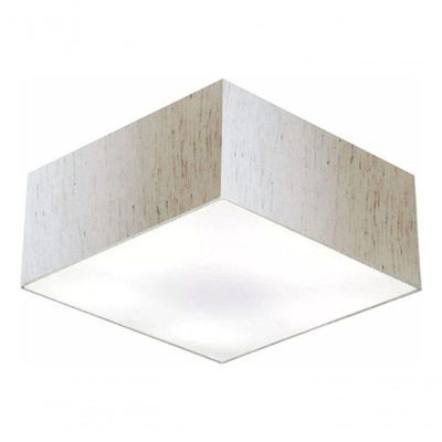 Plafon Quadrado Md-3012 Cúpula Em Tecido 21/50x50cm Linho Bege - Bivolt