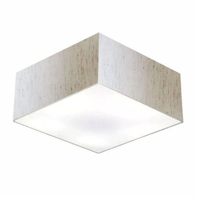 Plafon Quadrado Md-3012 Cúpula Em Tecido 21/50x50cm Linho Bege - Bivolt