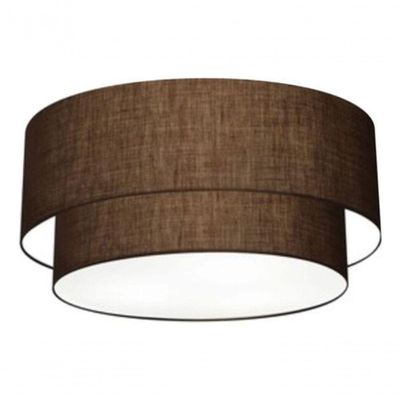 Plafon Duplo Cilíndrico Vivare Md-3062 Cúpula Em Tecido 45x40cm - Bivolt Café 127/220v