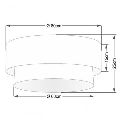 Plafon Duplo Cilíndrico Vivare Md-3021 Cúpula Em Tecido 80x60cm - Bivolt Preto-bege 127/220v