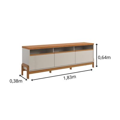 Rack Para Até 70 Polegadas 1 Porta E 2 Gavetas Elegance 1,83m Lukaliam Móveis Off White-jequitiba Off White-jequitiba