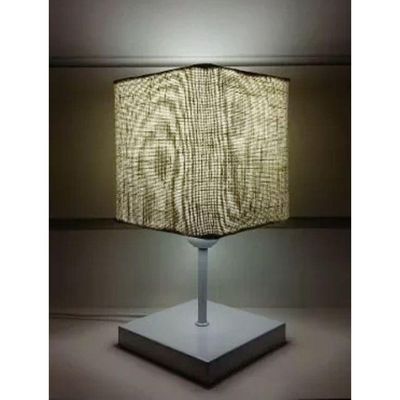 Abajur Luminária Mesa Quarto Sala Moderno Vivare Md-2008br Cúpula Em Tecido - Bivolt Branco-rustico-bege 127/220v
