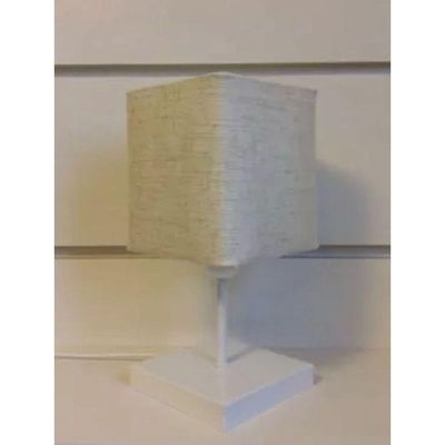 Abajur Luminária Mesa Quarto Sala Moderno Vivare Md-2008br Cúpula Em Tecido - Bivolt Branco-rustico-bege 127/220v